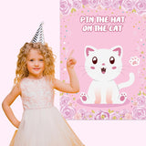 Pin The Hat On The Cat Party Games, Cat Birthday Party Games, Cat Games Poster For Kids Cat Themed Pet Birthday Party Decoration Party Supplies For Kids Boys Girls Adults 36 Guests