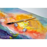 Professional Watercolor Paint Set - 24 Half Pan Highly Pigmented Transparent Water Color Paints With #4 Synthetic Water Color Brush, Mixing Palette & Wooden Box Gift Watercolor Kit