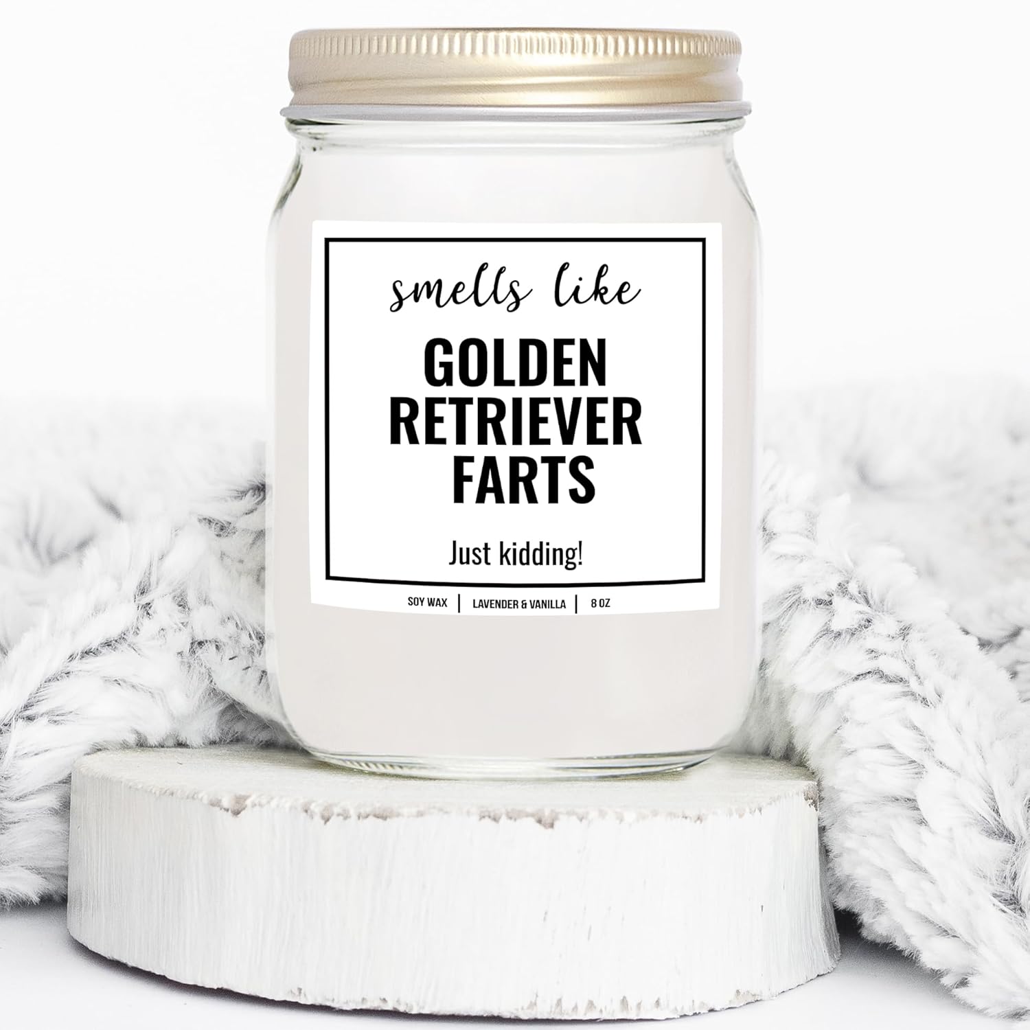 You Nique Designs Smells Like Golden Retriever Farts 8Oz Soy Candle - Dog Farts Candle Gifts For Golden Retriever Lovers - Funny Gifts For Women, Men, Dog Lovers (Lavender & Vanilla)
