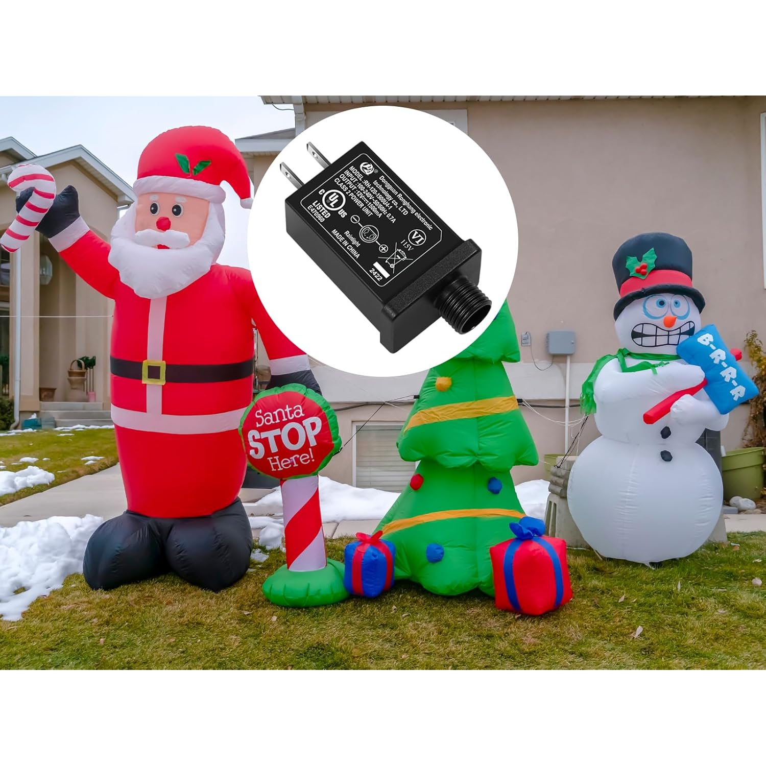 Replacement Yard Inflatable Adapter, 12V 1A Class 2 Power Supply For Christmas Outdoor Decorations - Inflatable Plug Rep
