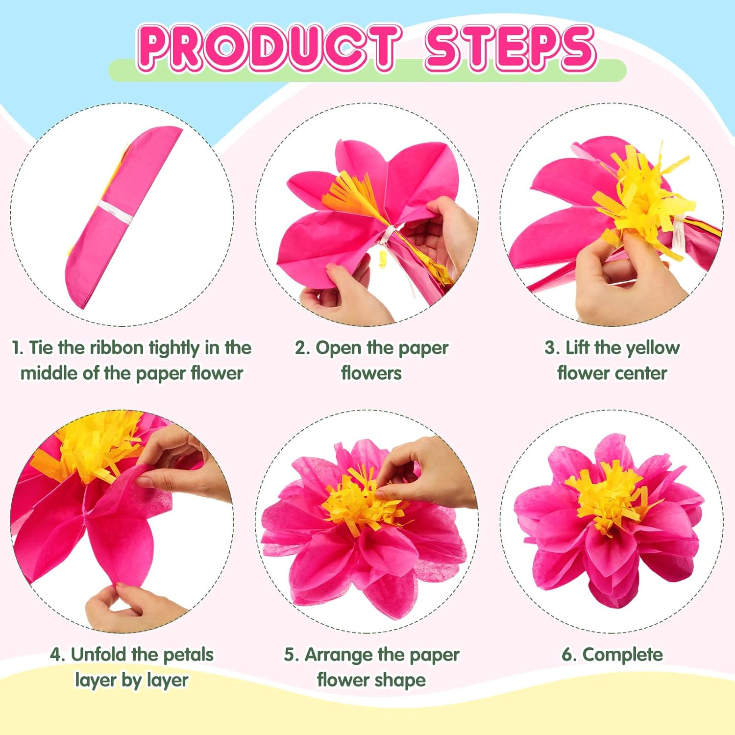 42 Pcs Tissue Paper Flowers Faux Palm Leaves Set 12 Pcs 20''/10'' Colorful Giant Paper Flowers And 30 Pcs Tropical Leaves For Summer Hawaiian Luau Mexican Fiesta Birthday (Stylish Colors)