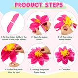 42 Pcs Tissue Paper Flowers Faux Palm Leaves Set 12 Pcs 20''/10'' Colorful Giant Paper Flowers And 30 Pcs Tropical Leaves For Summer Hawaiian Luau Mexican Fiesta Birthday (Stylish Colors)
