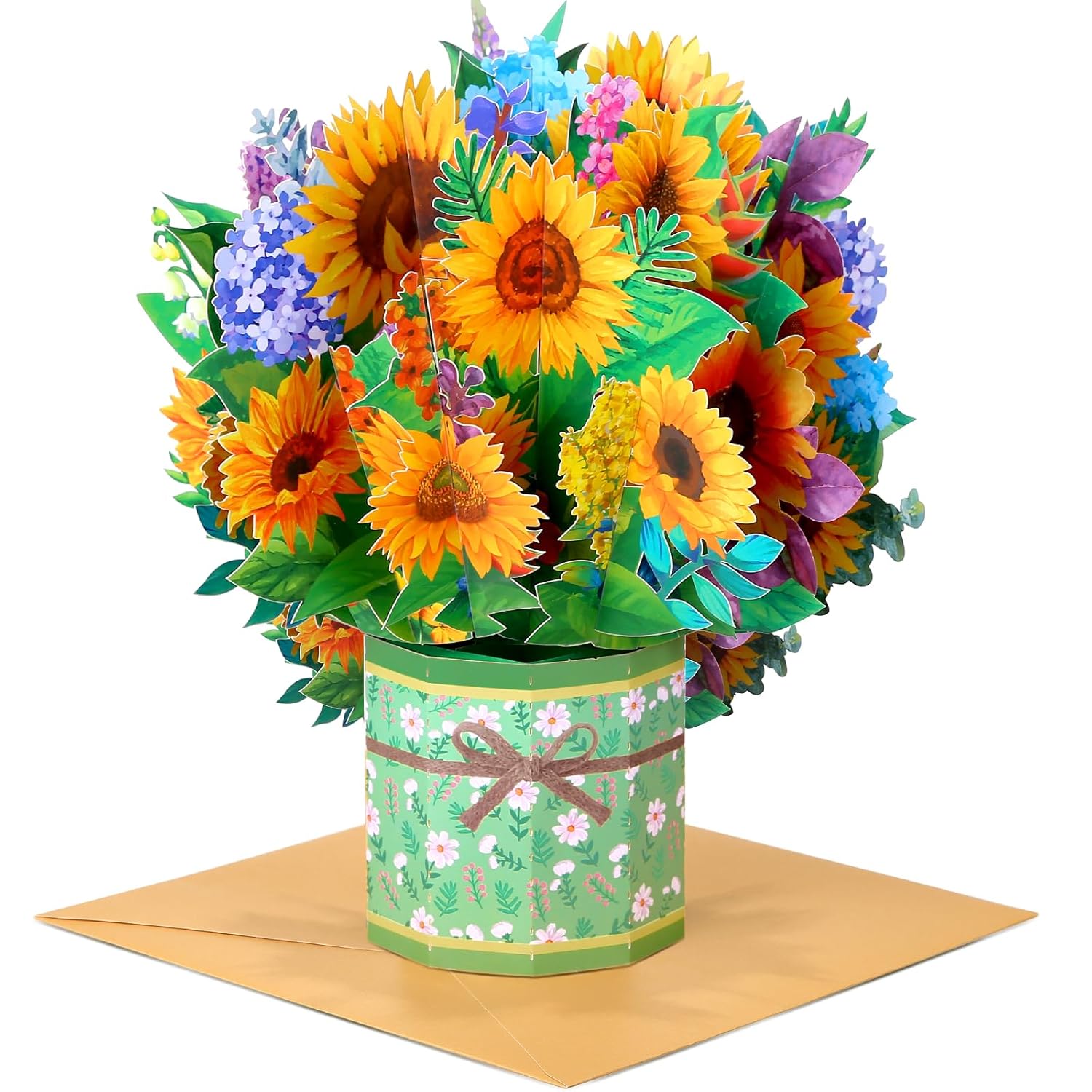 Paper Flower Bouquet Pop Up Cards, Sunflower 3D Popup Birthday Card, Greeting Card, Anniversary Card, Get Well Soon Card Gifts For Women Wife Mom Friends Female