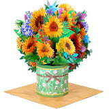 Paper Flower Bouquet Pop Up Cards, Sunflower 3D Popup Birthday Card, Greeting Card, Anniversary Card, Get Well Soon Card Gifts For Women Wife Mom Friends Female