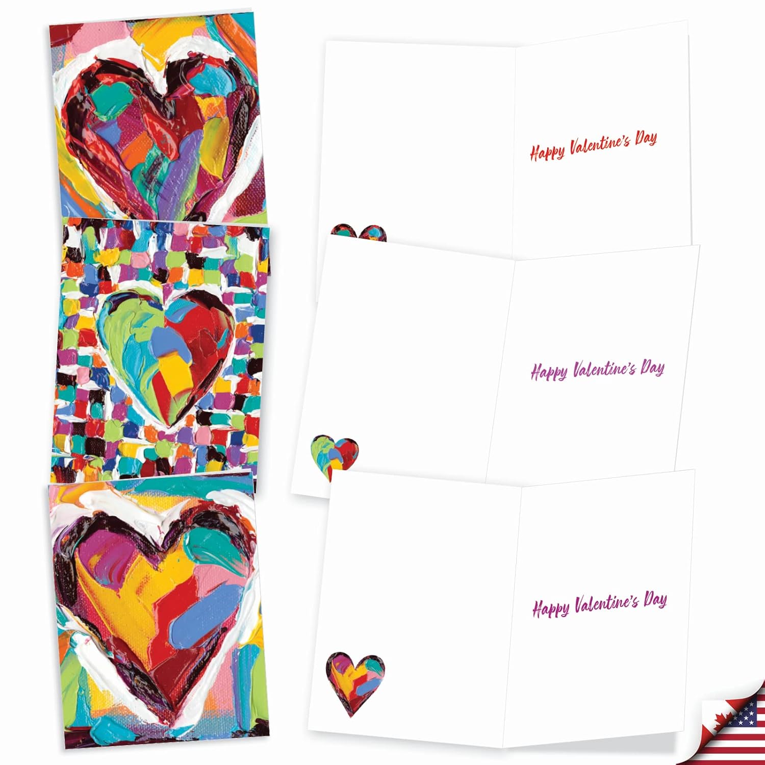 - 20 Assorted Valentine'S Day Cards Bulk (4 X 5.12 Inch) - Boxed Greetings (10 Designs, 2 Each) - Colorful Hearts Am9267Vdg-B2X10
