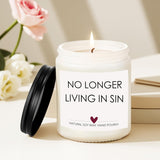 Wedding Gifts For Newlyweds, Gift For Bride And Groom, Funny Engagement Gifts For Him And Her, Lavender Scented Candles, No Longer Living In Sin