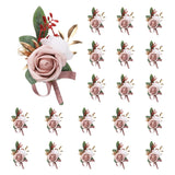 uxcell 20pcs Grey Pink Boutonnieres for Men, Artificial Flower Buttonholes Pocket Corsage with Boutonnieres Pins for Wedding Bride Groom Ceremony Anniversary Formal Party