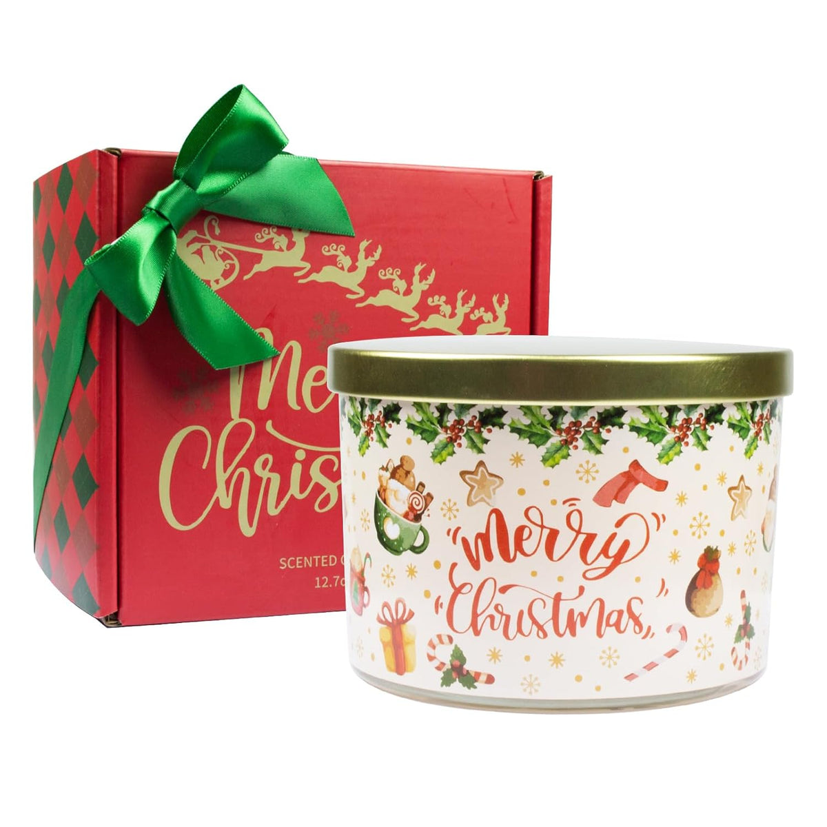 Christmas Candles - Christmas Gifts For Women, Natural Soy Wax Vanilla Cream Scented Candles(12.7Oz)