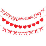 3 Pcs Happy Valentine'S Banner With Bow No Diy Red Pink Heart Garland Reusable Paper Valentine'S Decorations Women Party Wedding Decor (Classic,Red)