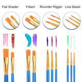 Paint Brush Set,6 Packs 60 Pcs Nylon Hair Paint Brushes For Acrylic Painting,Artist Paintbrushes For Acrylic,Oil,Watercolor Painting,Face Nail Art,Paint Brushes For Kids,Blue