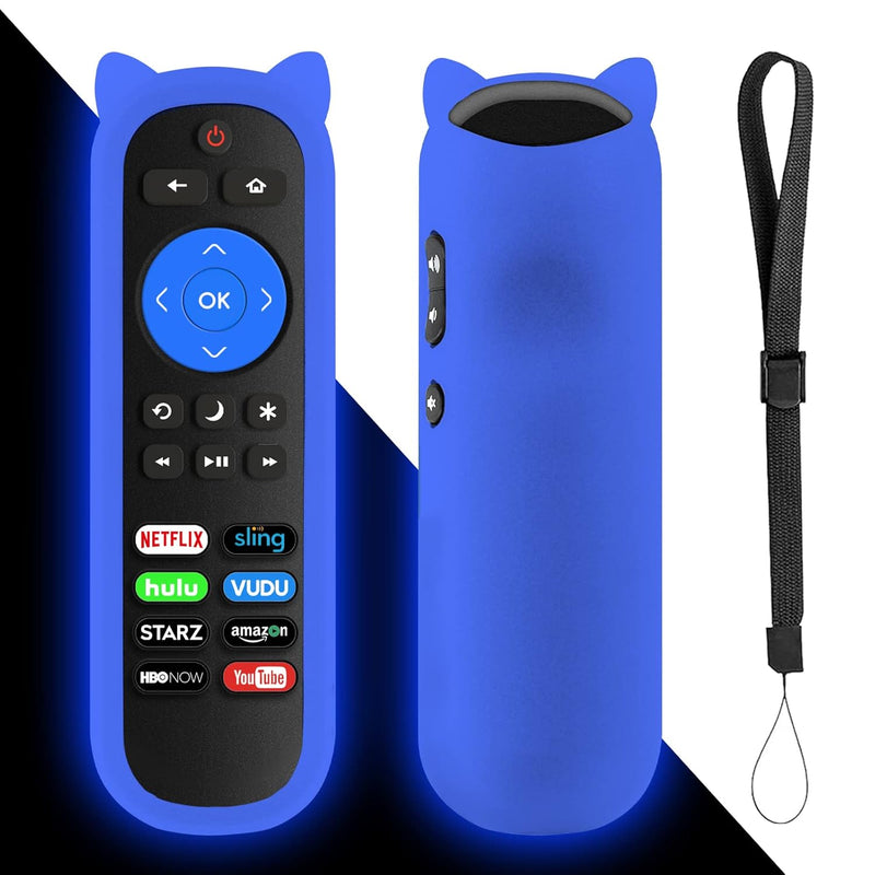 Universal Tv Remote For Roku Tv With Blue Glow Case, For Tcl Hisense Onn Sanyo