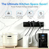 Suction Cup Power Strip 4 Outlets 4 USB 40W Fast Charging Station 4.9FT