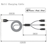 3 Pack 4FT 3 in 1 Multi Charging Cable Nylon Braided USB Charger Cord for Lightning USB C Micro USB