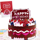 3D Pop-Up Happy Birthday Greeting Cards – Colorful Cake, Celebration & Festival Designs – Large Pop-Out Display, Premium Quality, Perfect For Kids & Adults – Includes Envelope & Message Space (Strawberry Cake)