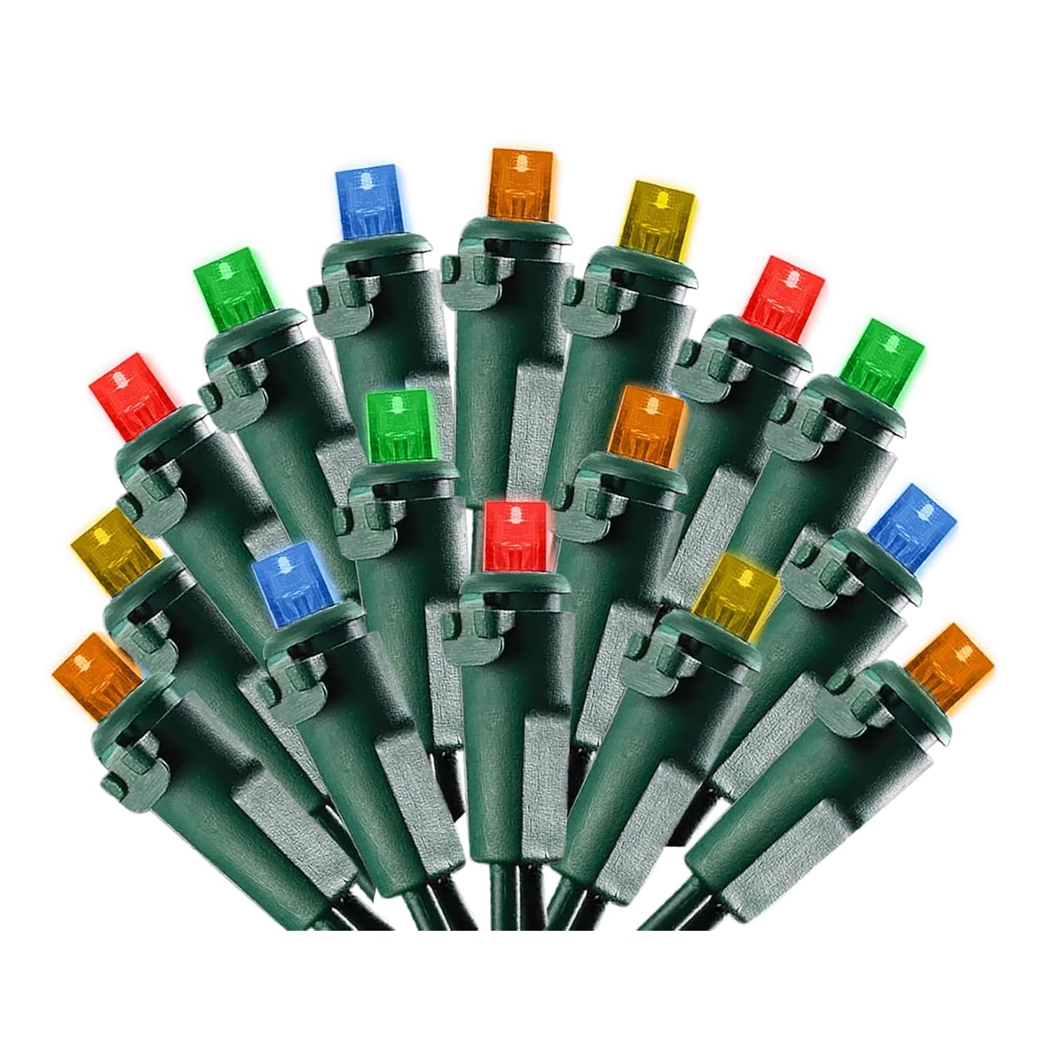 Multi Colored Christmas Lights - 50 Count Wide Angle Mini Led Multicolor Christmas Tree Lights With Green Wire - Micro 5