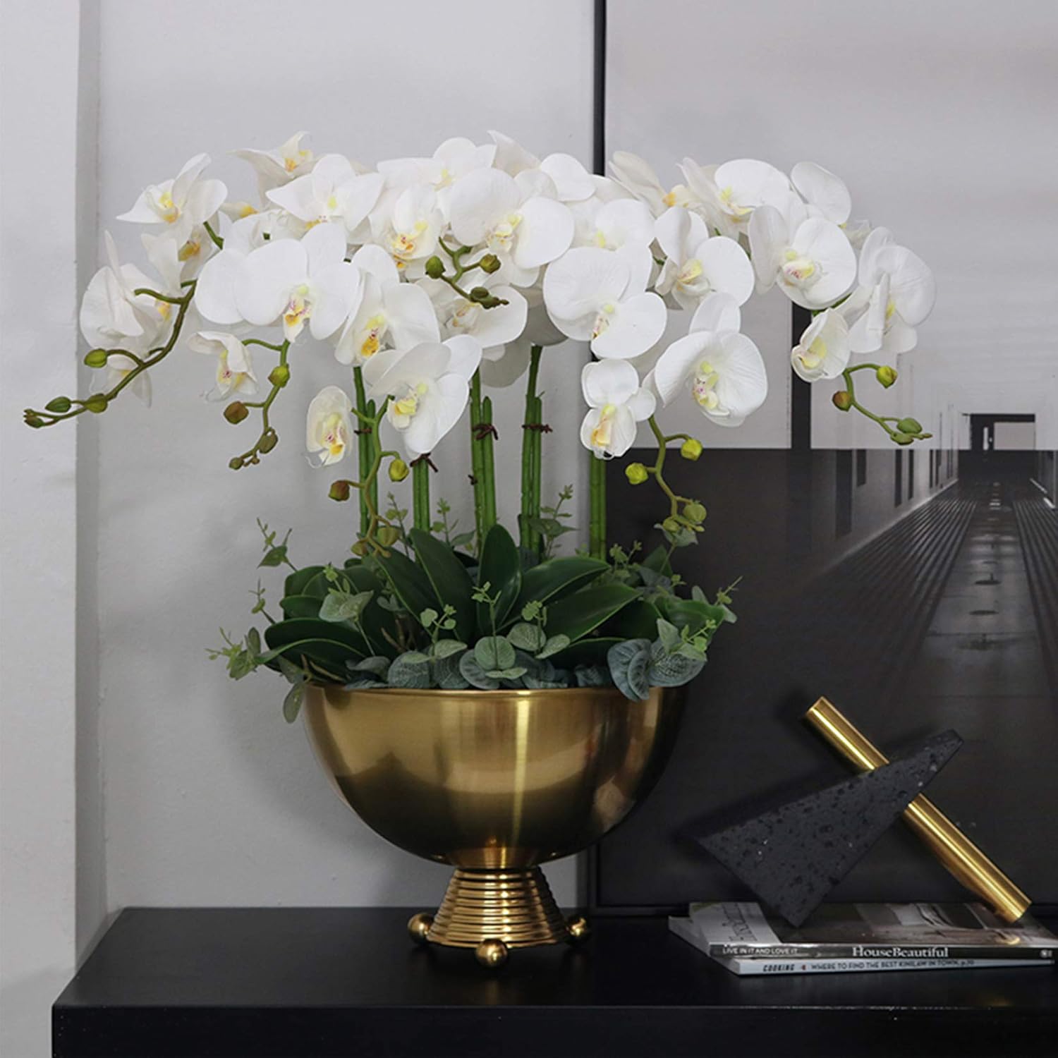 32" Artificial Phalaenopsis Flowers 6 Pcs Artificial Orchid Flowers Stem Plants For Home Décor (6Pcs)
