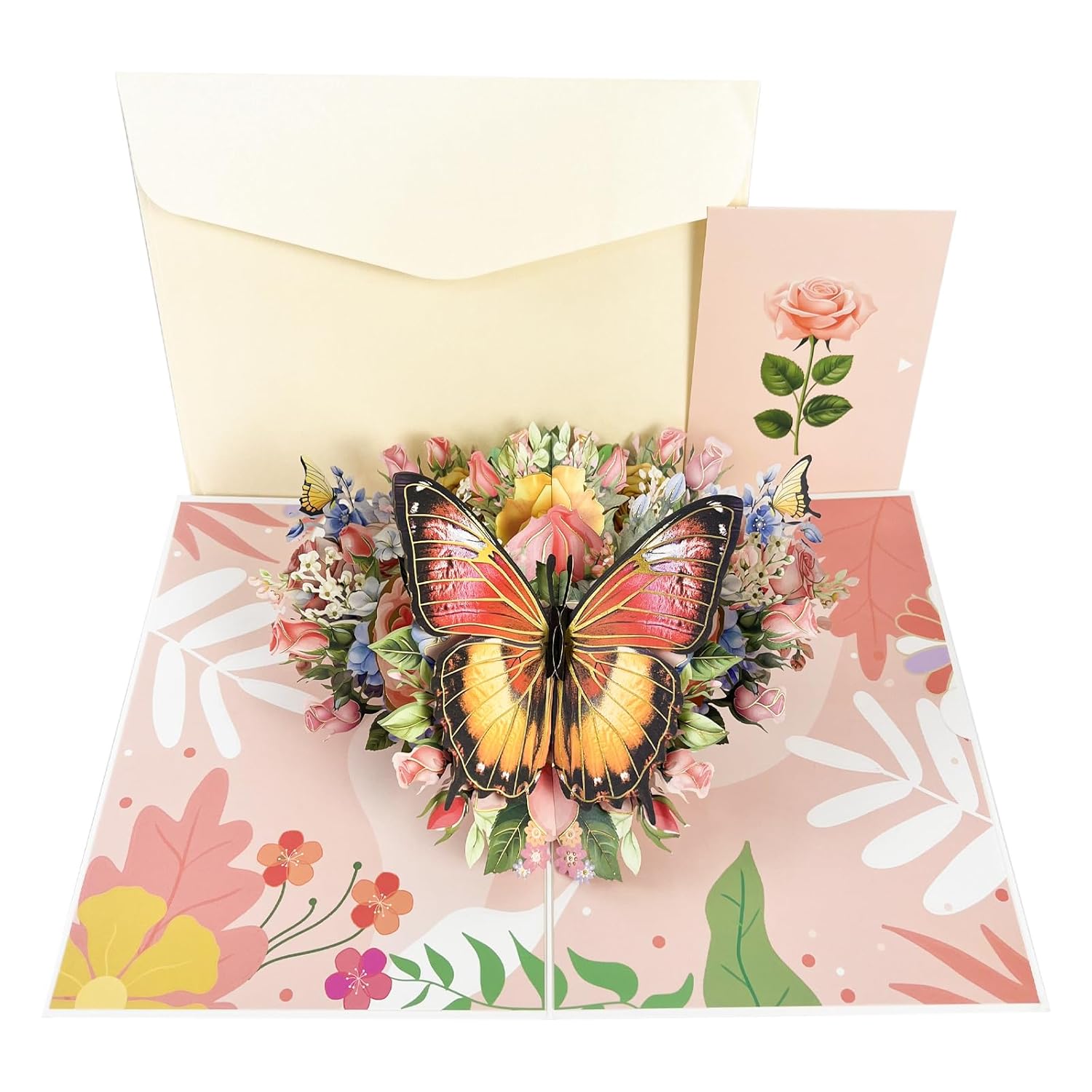 Butterfly 3D Pop-Up Greeting Card – Elegant Floral Pop-Up Card For Wife Husband Girlfriend Boyfriend Mom Dad Mother Father Birthday Wedding Anniversary Thanksgiving Day Christmas Day