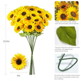 Artificial Sunflowers 23.6In 10 Bundles Total 30 Heads Fake Flowers Bouquet,Realistic Silk Artificial Yellow Sunflowers For Wedding Home Office Parties Summer Decoration