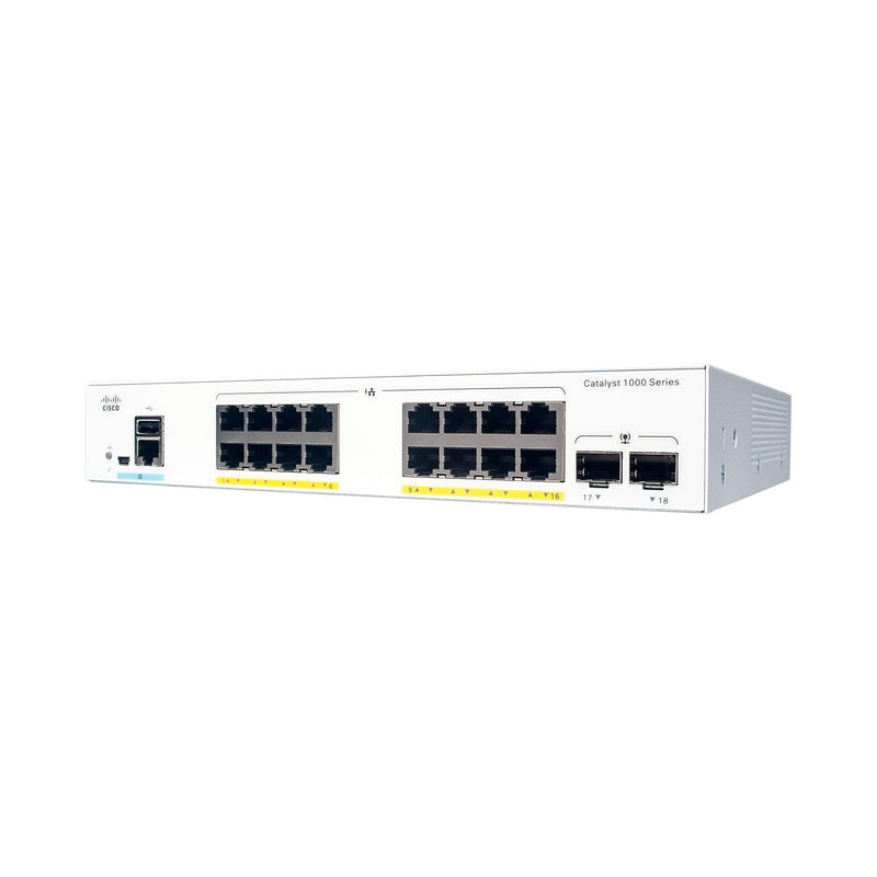 Catalyst 1000-16P-E-2G-L Network Switch, 16 Gigabit Ethernet Poe+ Ports, 120W