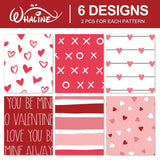 12 Sheet Valentine'S Day Wrapping Paper Heart Stripe Gift Wrap Paper Bulk Folded Flat Pink Red Craft Paper For Diy Crafts Wedding Anniversary Party Gift Packing Supplies, 19.7 X 27.6 Inch