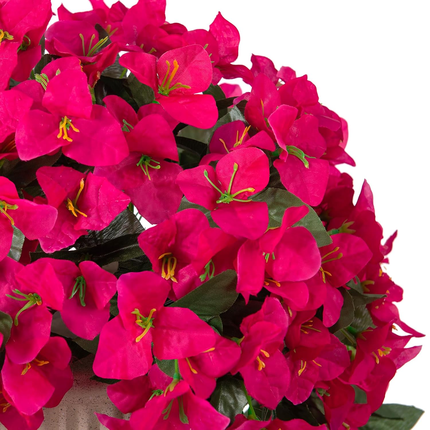 2 Pcs Artificial Faux Bougainvillea Flowers Plants For Outdoor Outside Summer Decoration, Fake Silk Uv Resistant Long Trailing Vines For Front Door Porch Planter Balcony (Purple Rose Red)