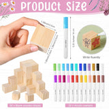 75 Pcs Baby Shower Games Sign Kit Including Decorate A Block Game Sign 50 Diy Blank Wooden Block 24 Acrylic Paint Marker Baby Shower Prize For Winners Gender Reveal (Classic,Flower)