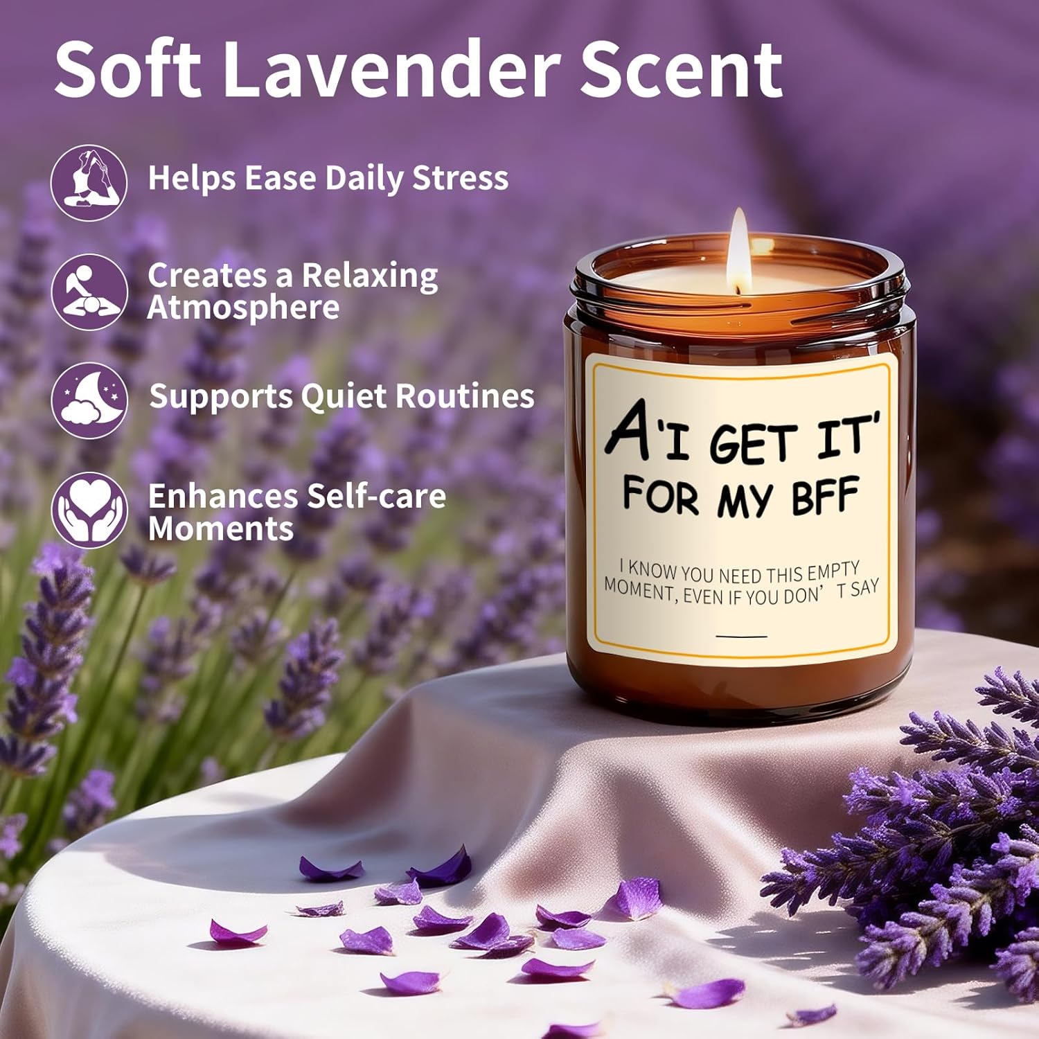 Lavender Candles Gifts For Women, Best Friend Birthday Gifts For Women - 7Oz Aromatherapy Soy Candle For Self Care Relaxation, Friendship Gift For Her, Sister, Mom, Girlfriend - I Get It Bestie Gift