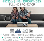 HD30LV 1080p Gaming/Home Projector, 4K HDR, 4500 Lumens, Day/Night Use