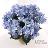 Blue Hydrangea Silk Flower Bush | Real Touch, Uv Resistant Faux Blooms With 7 Heads Per Bush & Adjustable Stem | Artificial Flowers For Indoor & Outdoor Weddings, Home & Event Décor | 1 Piece