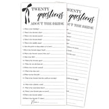 Black Bow Wedding Shower Games, Twenty Questions Wedding Games For 25 Guests, Engagement Bridal Shower Party Cards, Engagement & Bridal Party Supplies-4X9 Inch-A38