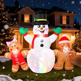 7Ft Christmas Inflatables Decorations Outdoor?Blow Up Christmas Snowmen And Gingerbread Men With Built-In Leds Lights Fo