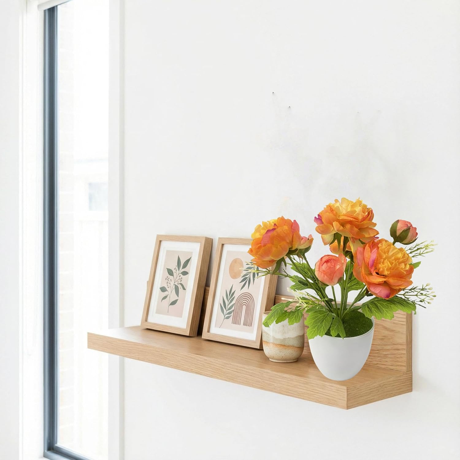 2 Packs Small Fake Potted Flowers Artificial, Orange Artificial Ranunculus Flowers For Home Indoor Wedding Office Dinning Living Room Bathroom Coffee Table Winter Spring Decor