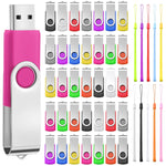 50 Pack Usb Flash Drives Bulk With Lanyards Usb 2.0 Thumb Drive Swivel Storage