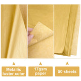 50 Sheets Metallic Gold Tissue 20X14 Inch Gift Wrap Paper Bulk Gift Wrapping Accessory Wrap For Wedding Birthday Party Favor Decor Diy Fringes Shredded Fill Confetti (Gold)