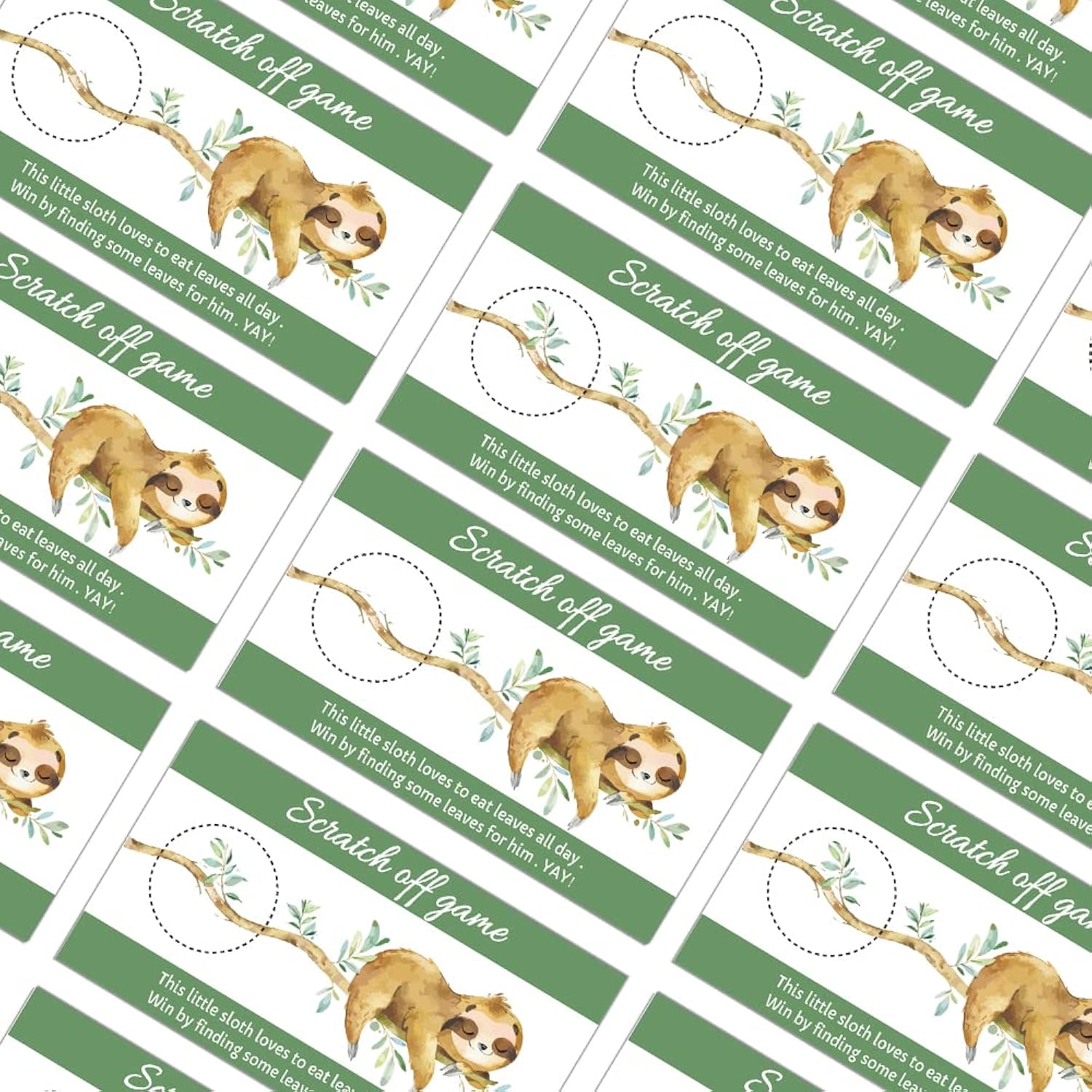Sloth Baby Shower Scratch Off Game Cards?32 Pcs?Sloth Baby Games Raffle Cards Wedding Bridal Shower Gift Certificate Scratch Off Cards Family Holiday Games Supplies For Kids Adults