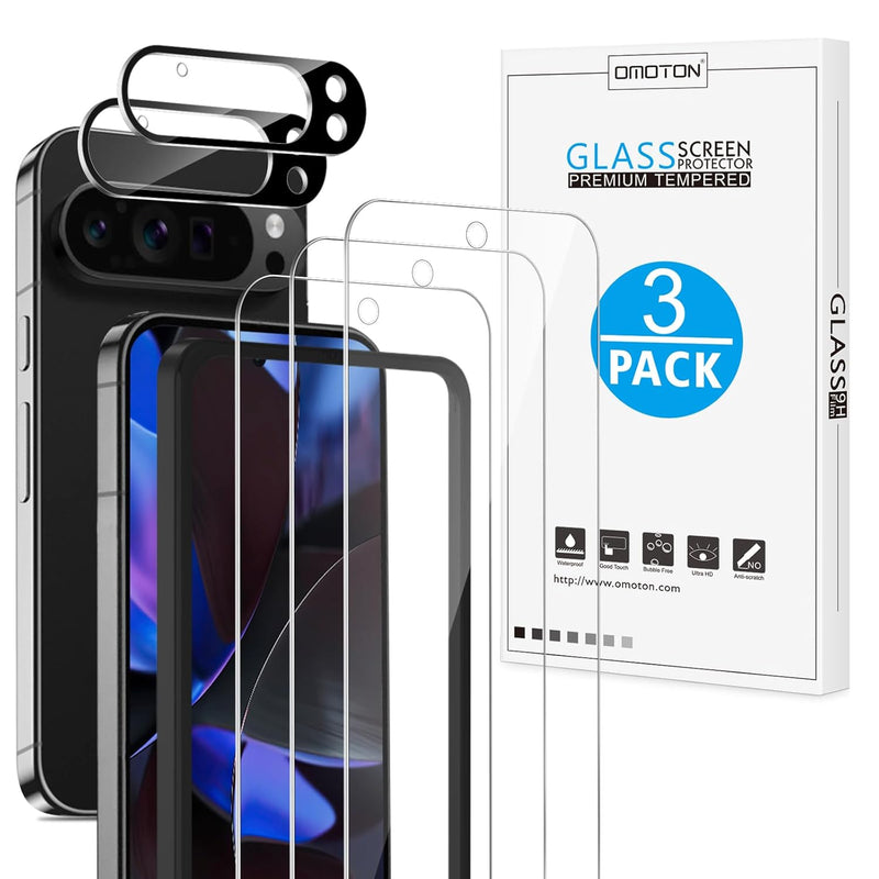 Pixel 9 Pro XL Screen Protector, 3+2 Pack Glass & Camera Lens, Case Friendly