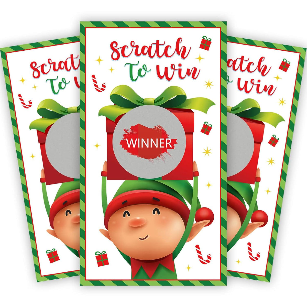 60Pcs Christmas Scratch Off Cards Elf Christmas Game Elf Xmas Scratch Off Game Cards For Winter Holiday Party Games Teacher Reward Blank Gift Certificates Supplies