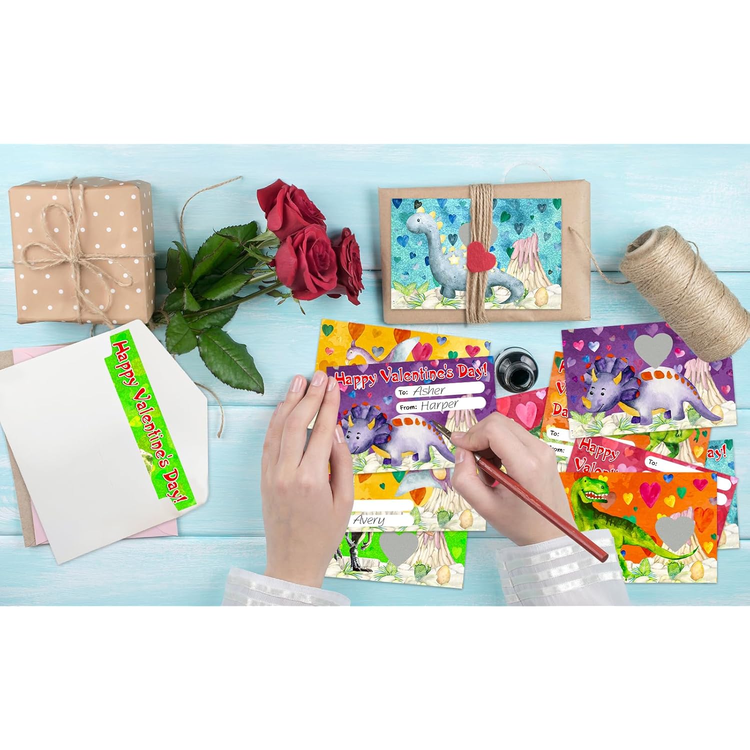 30 Pack Valentine Cards For Kids Dinosaur Valentine Cards For Kids Classroom Valentines Day Scratch Off Cards Valentines For Kids School Kid Valentines Card Exchange With Envelopes