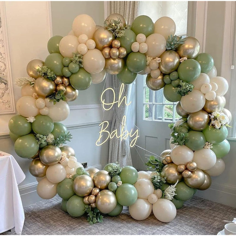 Sage Green Balloon Garland Arch Kit With Sand White Chrome Metallic Go