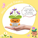 Potted Flower Decoration Gift For Parents Mother Father Son Daughter Emotional Birthday Present Handmade Crochet Purple Flower Mini Small No Watering No Pruning Maintenance Free Artificial Plant