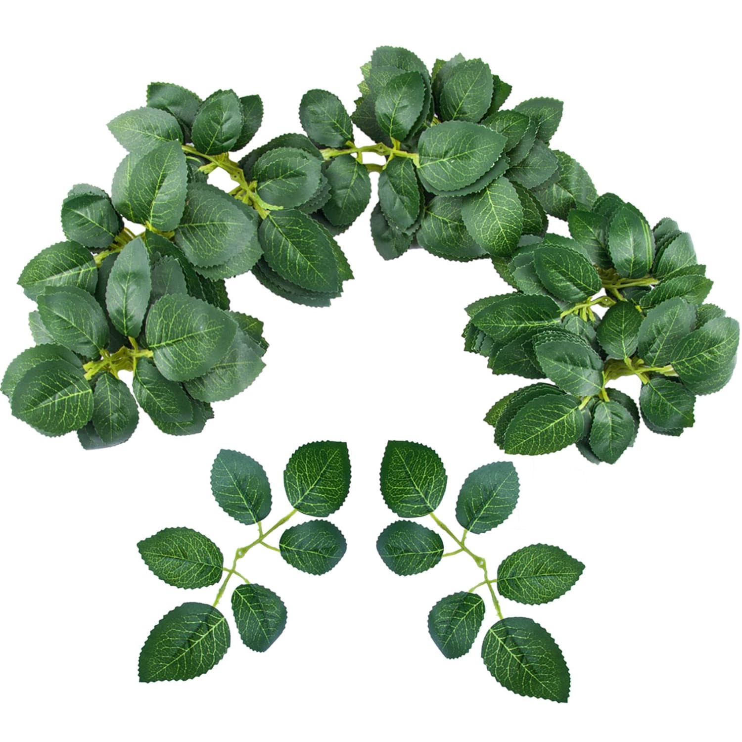 60Pcs Bulk Rose Leaves Artificial Greenery Fake Rose Flower Leaves For Diy Wedding Bouquets Centerpieces Party Decorations Rose Vine Wreath Garlands Supplies