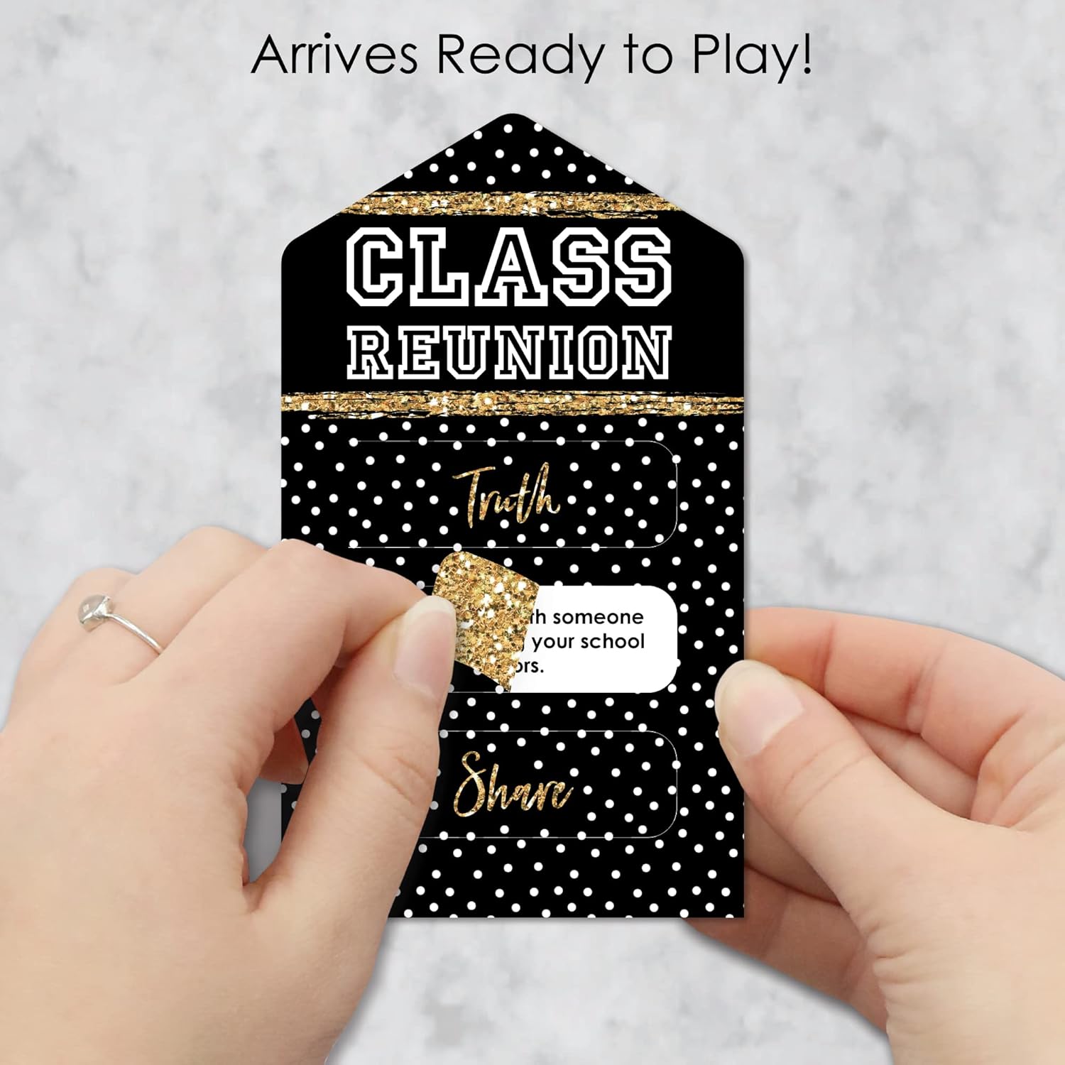 Big Dot of Happiness Reunited - School Class Reunion Party Game Pickle Cards - Truth, Dare, Share Pull Tabs - Set of 12