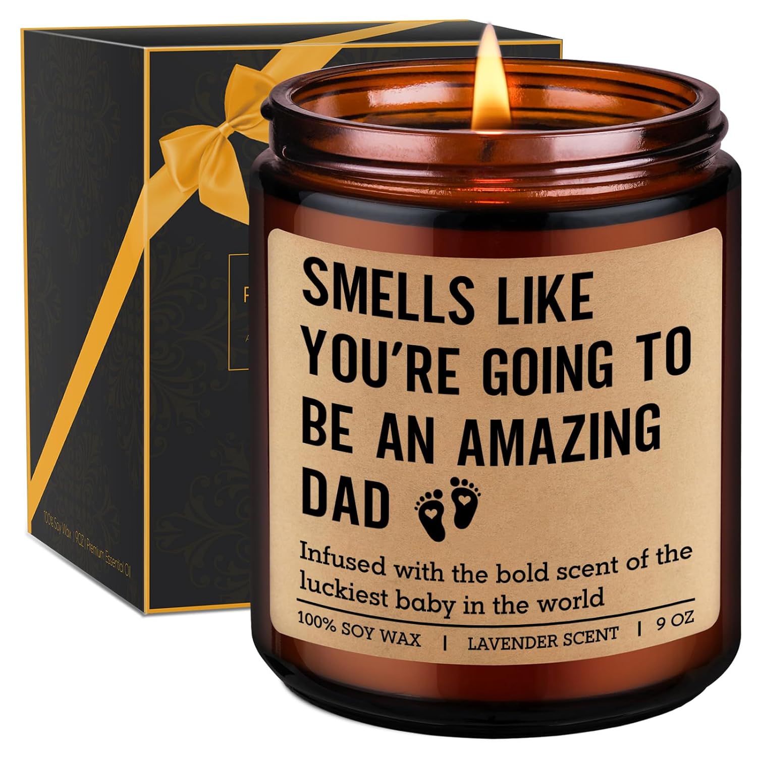 New Dad Gifts, First Time Dads Candle - Valentines, Pregnancy Congratulations, Gender Reveal Gifts For Dad To Be, Father To Be, Soon To Daddy, Expecting Father - Baby Shower Present For New Daddy