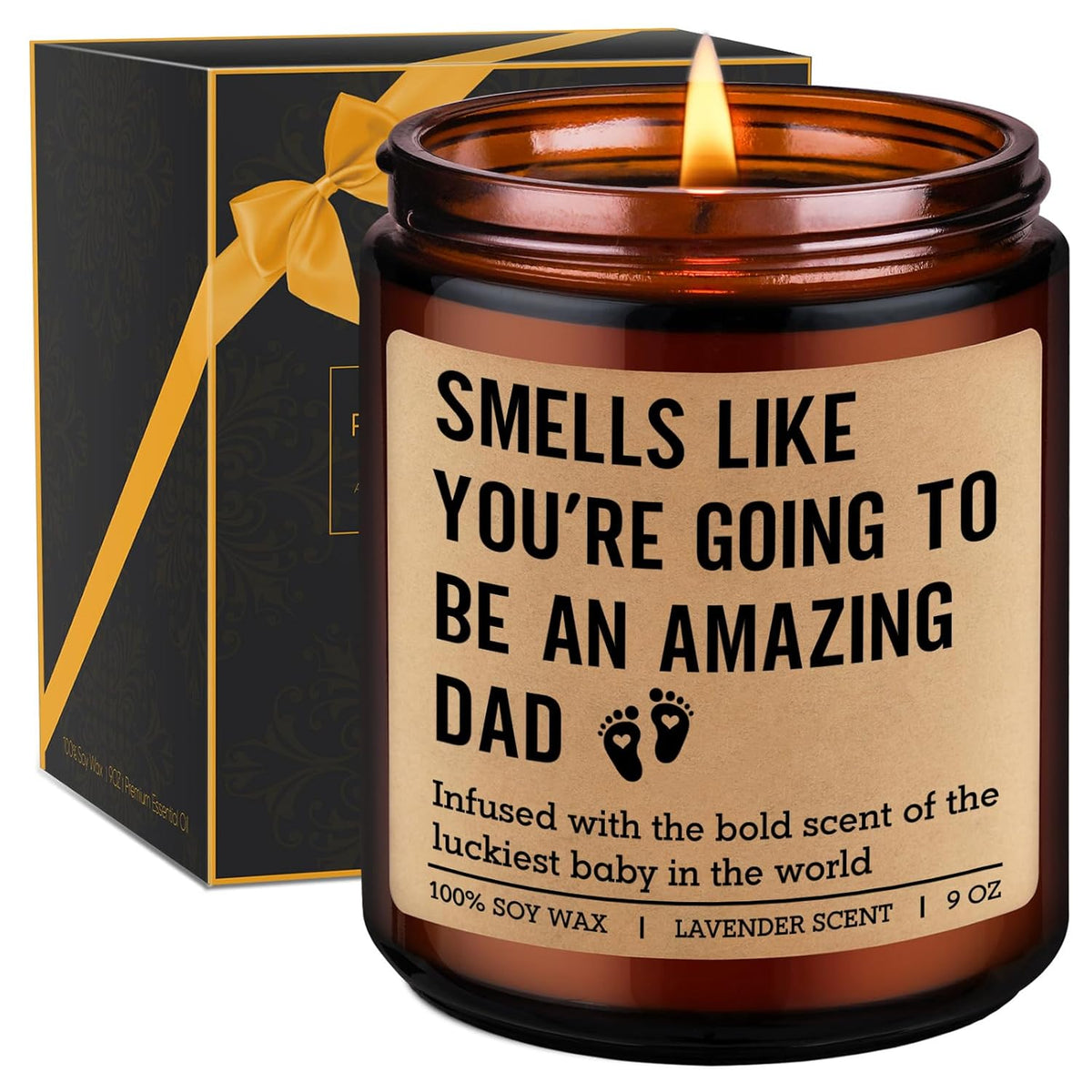 New Dad Gifts, First Time Dads Candle - Valentines, Pregnancy Congratulations, Gender Reveal Gifts For Dad To Be, Father To Be, Soon To Daddy, Expecting Father - Baby Shower Present For New Daddy
