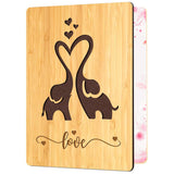Handmade Wooden Bamboo Greeting Cards With Elephants For Wife Husband Girlfriend Her Him Anniversary Birthday Wedding Sustainable Use