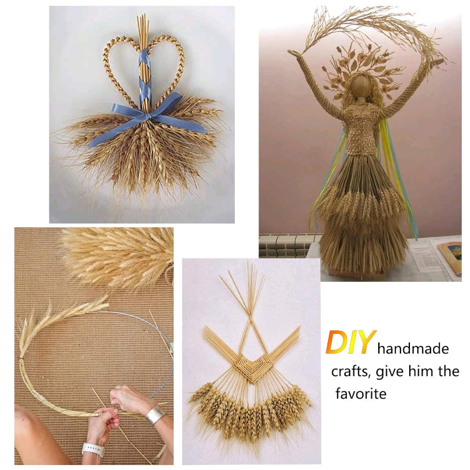 100 Pcs Dried Wheat Sheaves Bundle Golden Natural Wheat Bouquet Bunch Dried Flowers Arrangement For Farmhouse Diy Design Home Table Wedding Party Centerpieces Decor (16")
