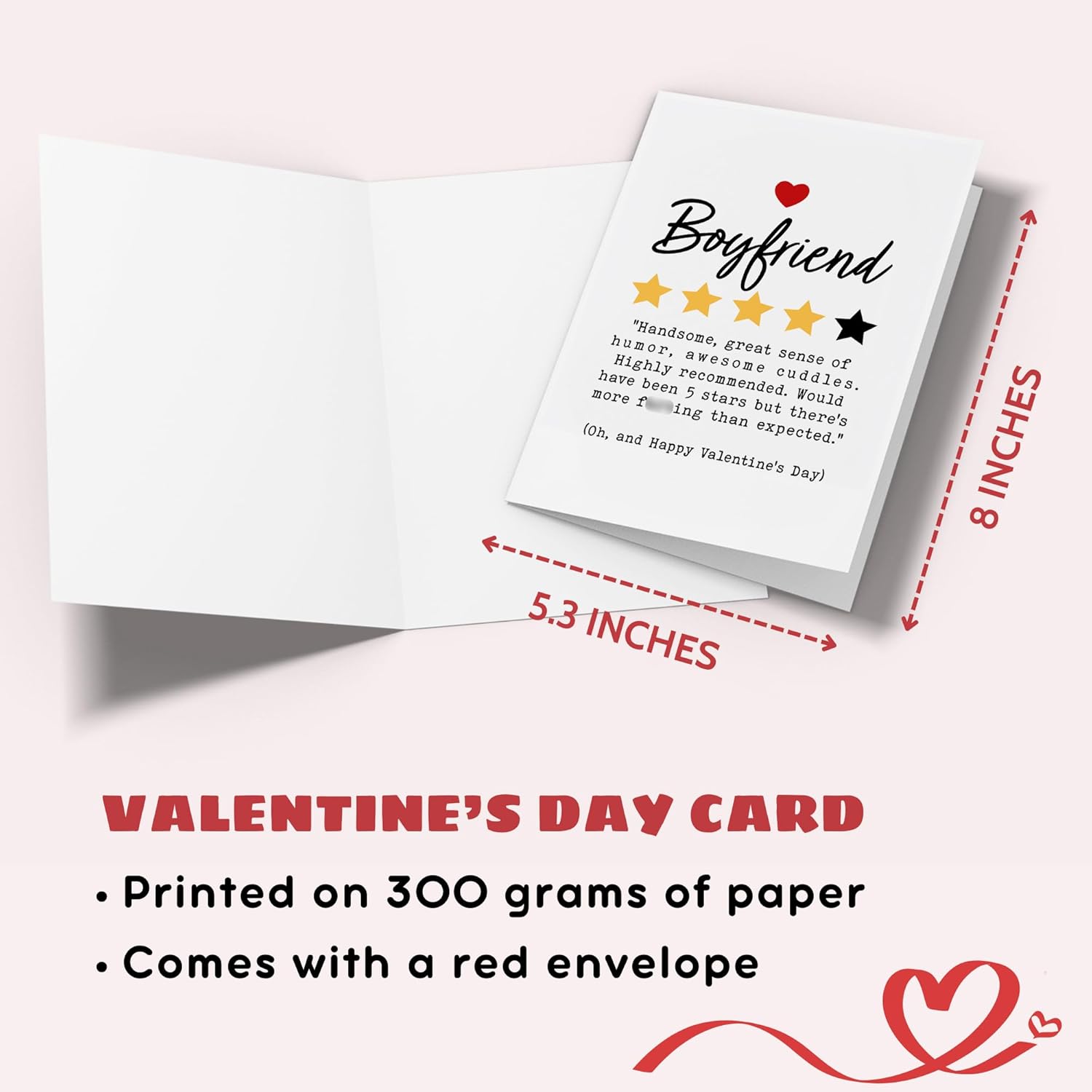 Valentines Day Card For Boyfriend - Anniversary, Birthday, Valentines Day Gifts For Boyfriend - Valentines Gifts For Him - Single 5.3''X 8'' Funny Romantic Love Greeting Folded Card
