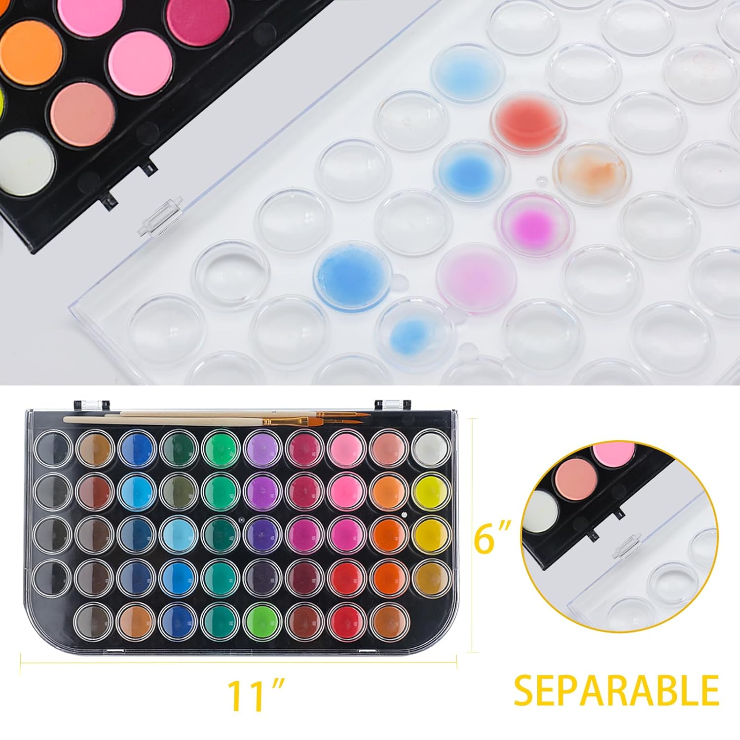 48 Colors Watercolor Cake Set With 3 Brushes, Washable, Travel Design, Perfect For Card Making, Illustrations, Painting, Calligraphy