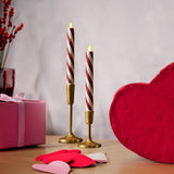- Flameless Battery Operated Taper Candle - Candy Cane Red- Pack Of 2-1X9.75 - Led Flickering Flame - Realistic Safe For Home Kids And Pets