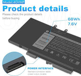 4GVMP 7.6V 68Wh Replacement Laptop Battery for Dell Latitude 5400 5500 and Precision 3540 3550